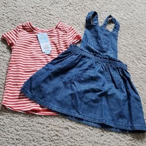 Jean jumper and striped shirt